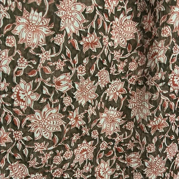 Anthropologie Floral Brown Blouse with Flutter Sleeves Size XL - Picture 5 of 8